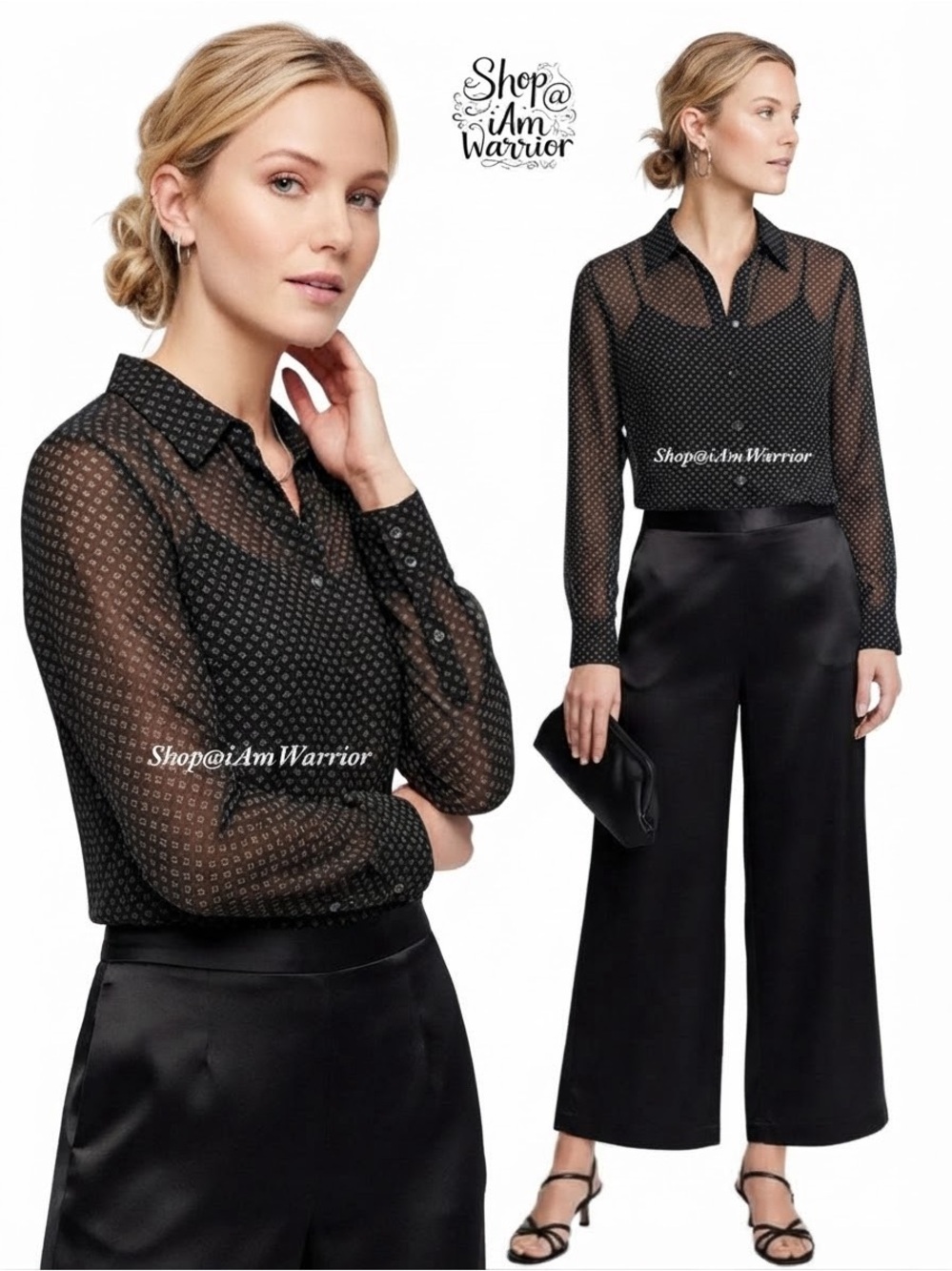 The Limited semi sheer print button down blouse *shop@iamwarrior